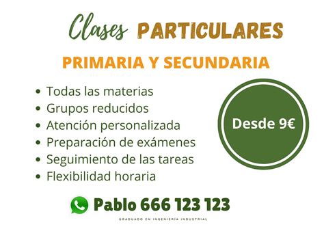 cartel clases particulares|Cartel de clases particulares editable